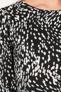 Abstract Mono Long Sleeve Mini Dress
