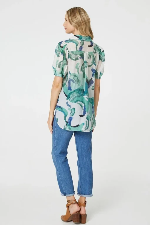 Abstract Print 1/2 Sleeve Blouse
