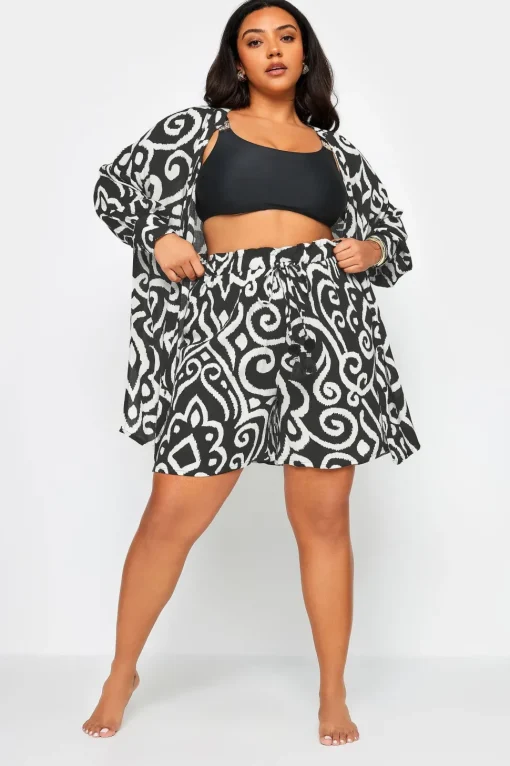 Abstract Print Crinkle Shorts
