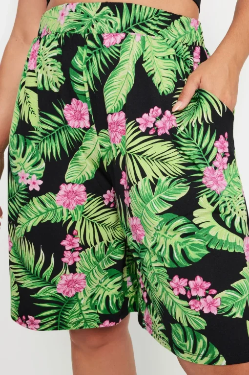 Abstract Print Jersey Pull On Shorts
