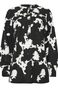 Abstract Print Military Button Shirt
