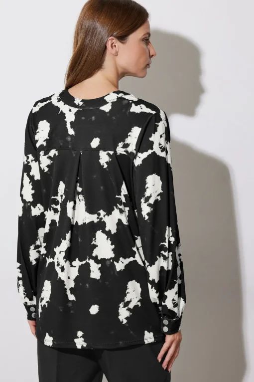 Abstract Print Military Button Shirt