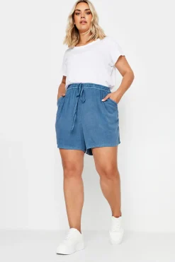 Acid Wash Chambray Shorts