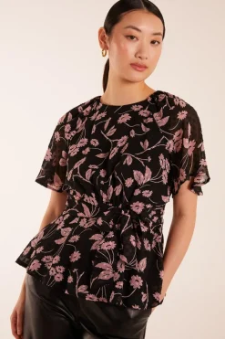 Angel Sleeve Tie Front Blouse