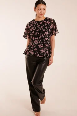 Angel Sleeve Tie Front Blouse