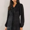 Animal Burnout Tie Neck Dress