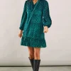 Animal Burnout Tie Neck Dress