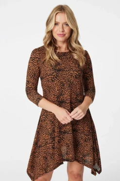 Animal Print 3/4 Sleeve Jumper Dress