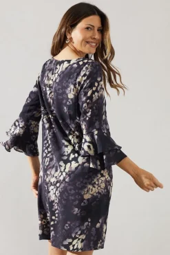 Animal Print Flute Sleeve Shift Dress