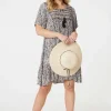 Animal Print Knee Length Smock Dress