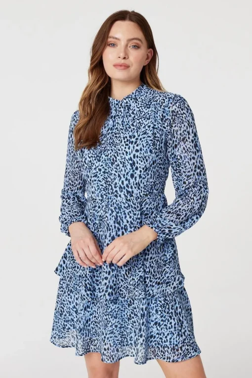 Animal Print Layered Hem Dress