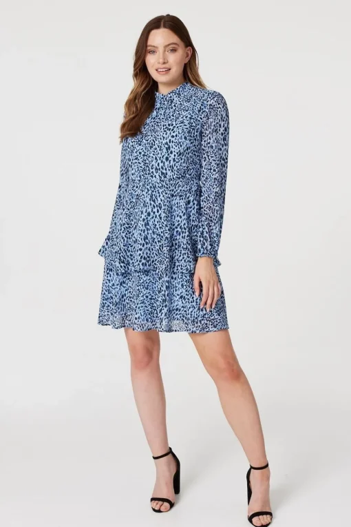 Animal Print Layered Hem Dress