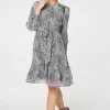 Animal Print Long Sleeve Dress