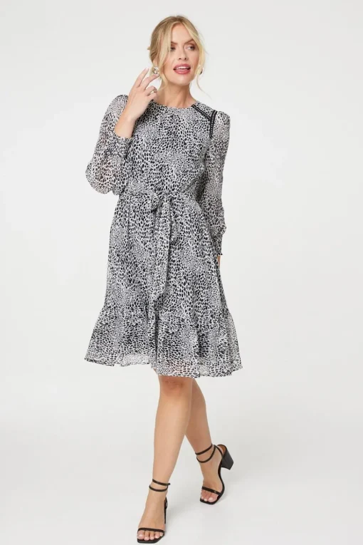 Animal Print Long Sleeve Dress