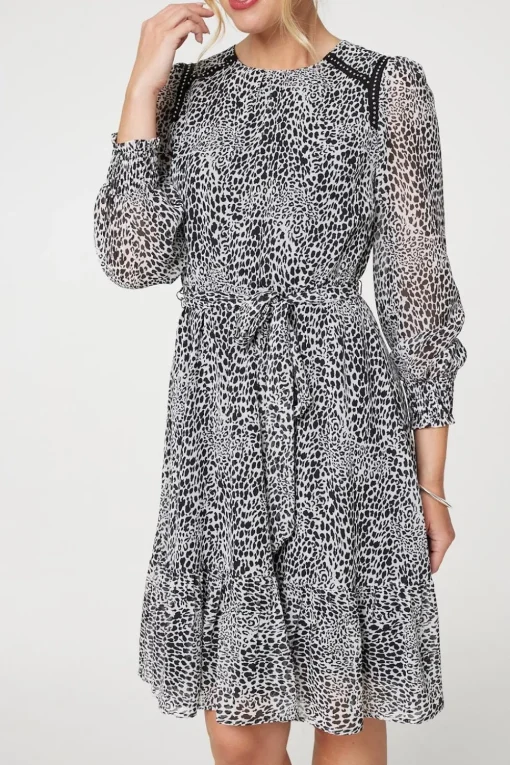Animal Print Long Sleeve Dress