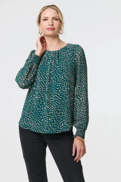 Animal Print Semi Sheer Blouse