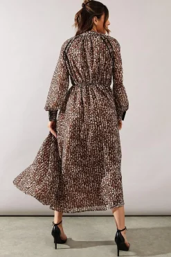Animal Print Stud Detail Shirt Dress