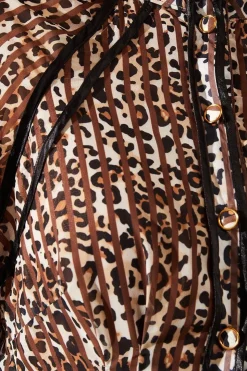 Animal Print Stud Detail Shirt Dress
