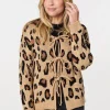 Animal Print Tie Front Cardigan