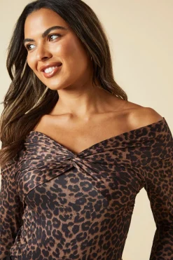 Animal Twist front long sleeve top