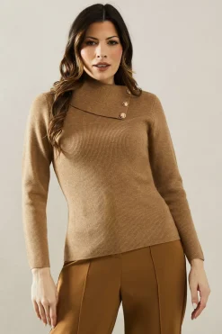 Asymmetric Shoulder Button Detail Jumper