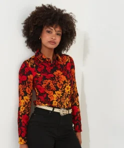 Autumn Floral Crinkle Blouse