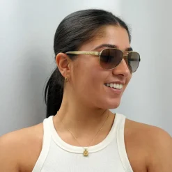Aviator Gold Cream Brown Gradient Sunglasses