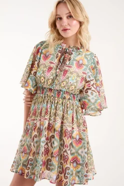 Aztec Tiered Printed Shirt Dress