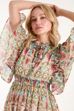 Aztec Tiered Printed Shirt Dress
