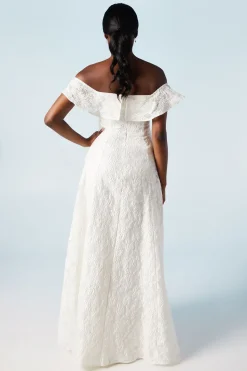 Bardot Jacquard Full Skirted Wedding Dress
