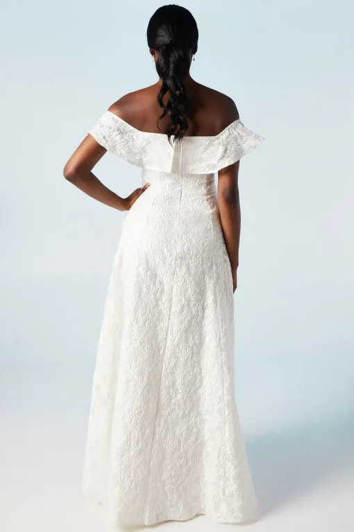 Bardot Jacquard Full Skirted Wedding Dress