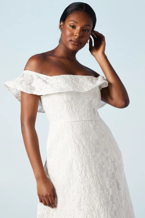 Bardot Jacquard Full Skirted Wedding Dress