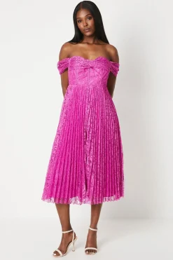 Bardot Twist Lace Midi Dress