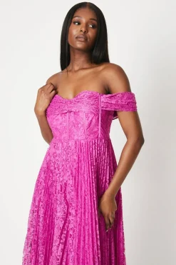 Bardot Twist Lace Midi Dress