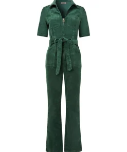 Belted Bootcut Cord Jumpsuit