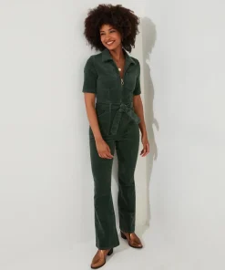 Belted Bootcut Cord Jumpsuit