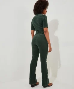Belted Bootcut Cord Jumpsuit