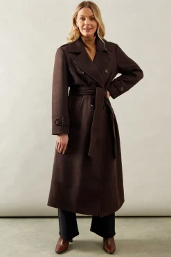 Belted Button Detail Coat