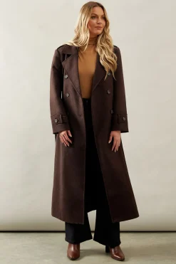 Belted Button Detail Coat