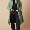 Belted Midi Padded Funnel Neck Coat