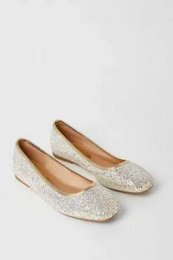 Benedict Glitter Soft Square Tope Ballet Pumps