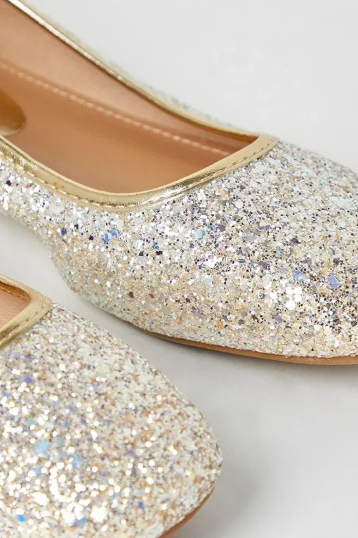 Benedict Glitter Soft Square Tope Ballet Pumps