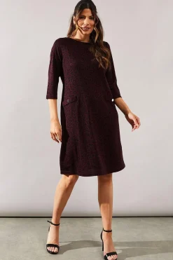 Berry Leopard Jacquard Ponte Shift Dress