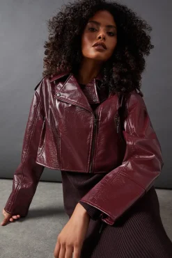 Berry Oversized Biker Jacket