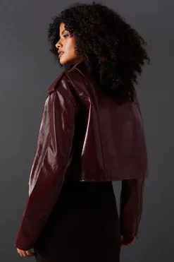 Berry Oversized Biker Jacket