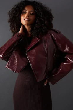 Berry Oversized Biker Jacket