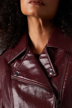 Berry Oversized Biker Jacket