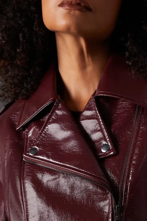 Berry Oversized Biker Jacket