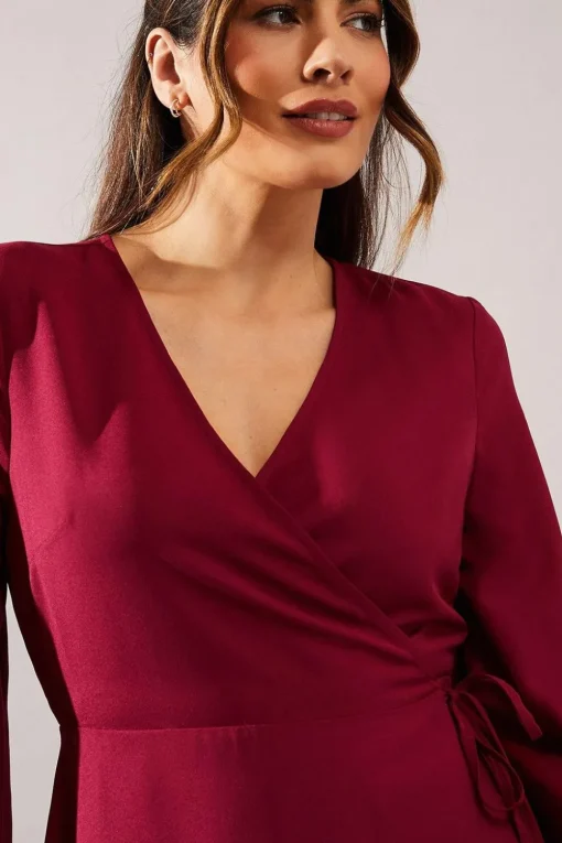 Berry Woven Wrap Dress