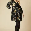 Black Floral V Neck Mini Dress